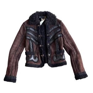 Just Cavalli by Roberto Cavalli Y2K 2005 Suede & Shearling Jacket Made in Italy